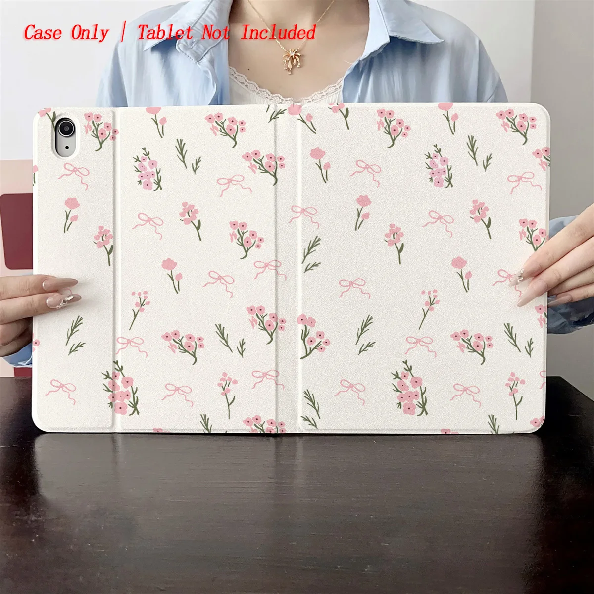 

Милый чехол цвета хаки + розовый бант и розовые маленькие цветы для iPad Case для Apple iPad Pro 11/12,9 Air 4/5 Mini 6 Чехол 10-го поколения