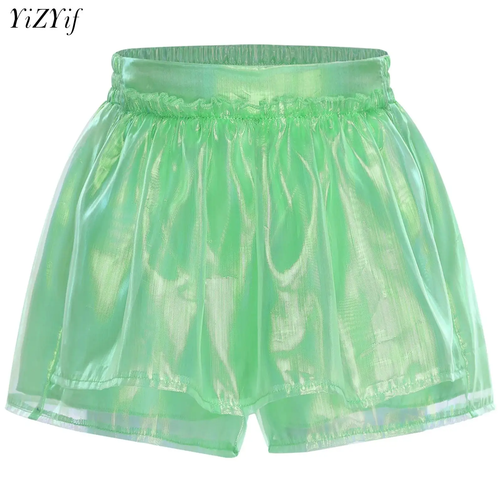 

Glossy Girls Tulle Shorts Bottoms Jazz Hiphop Street Sports Gymnastics Workout Summer Dancewear Kids Stage Performance Shorts