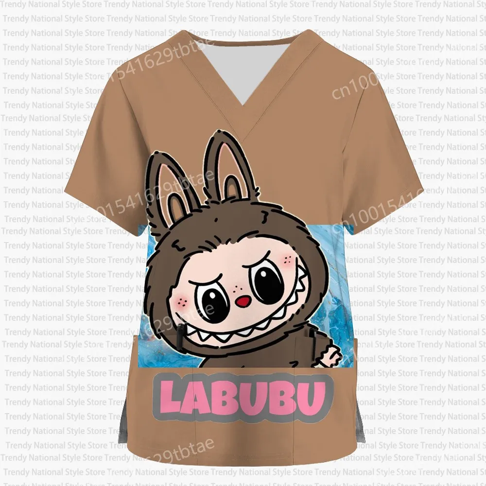 

High-quality Short Sleeve Tee Pocket T-shirt Sports Women's T-shirts Nurse Uniform Labubu Female Clothing Uniforms Woman Doctor