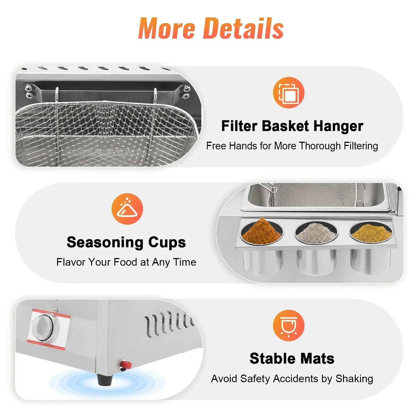 مقلاة عميقة تعمل بالغاز التجارية ذات خزان مزدوج، حرارة سريعة، كفاءة عالية، ستانلس ستيل، موفرة للطاقة، سهلة التنظيف، تصميم آمن