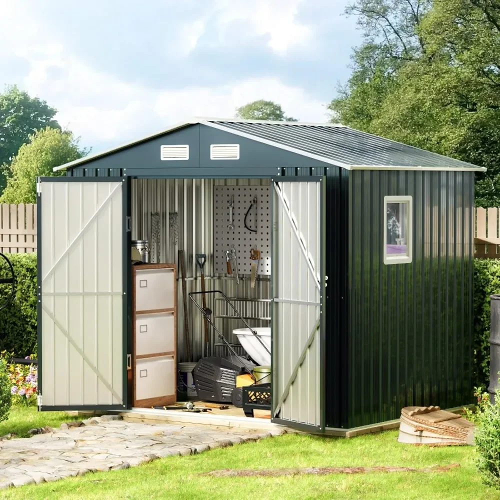 6x8 FT Outdoor Storage Shed, Garden Shed with Updated Frame Structure and Lockable Doors postmodern