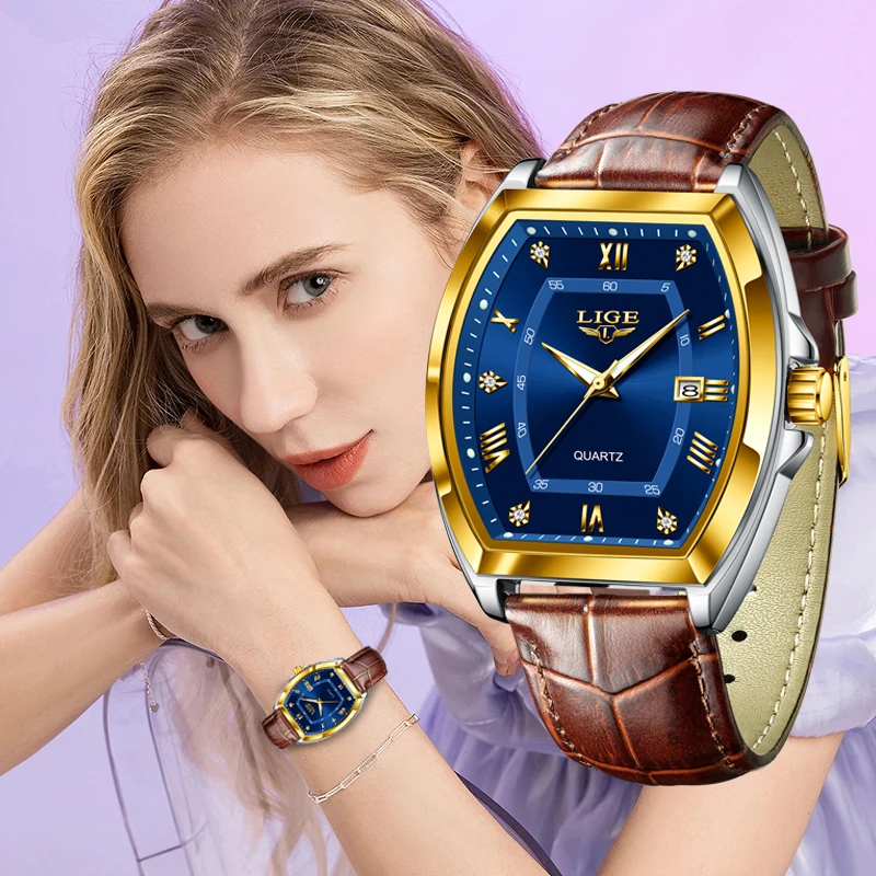 

LIGE 2025 новые модные женские часы, роскошные элегантные кожаные часы, женские спортивные водонепроницаемые светящиеся кварцевые наручные часы reloj mujer