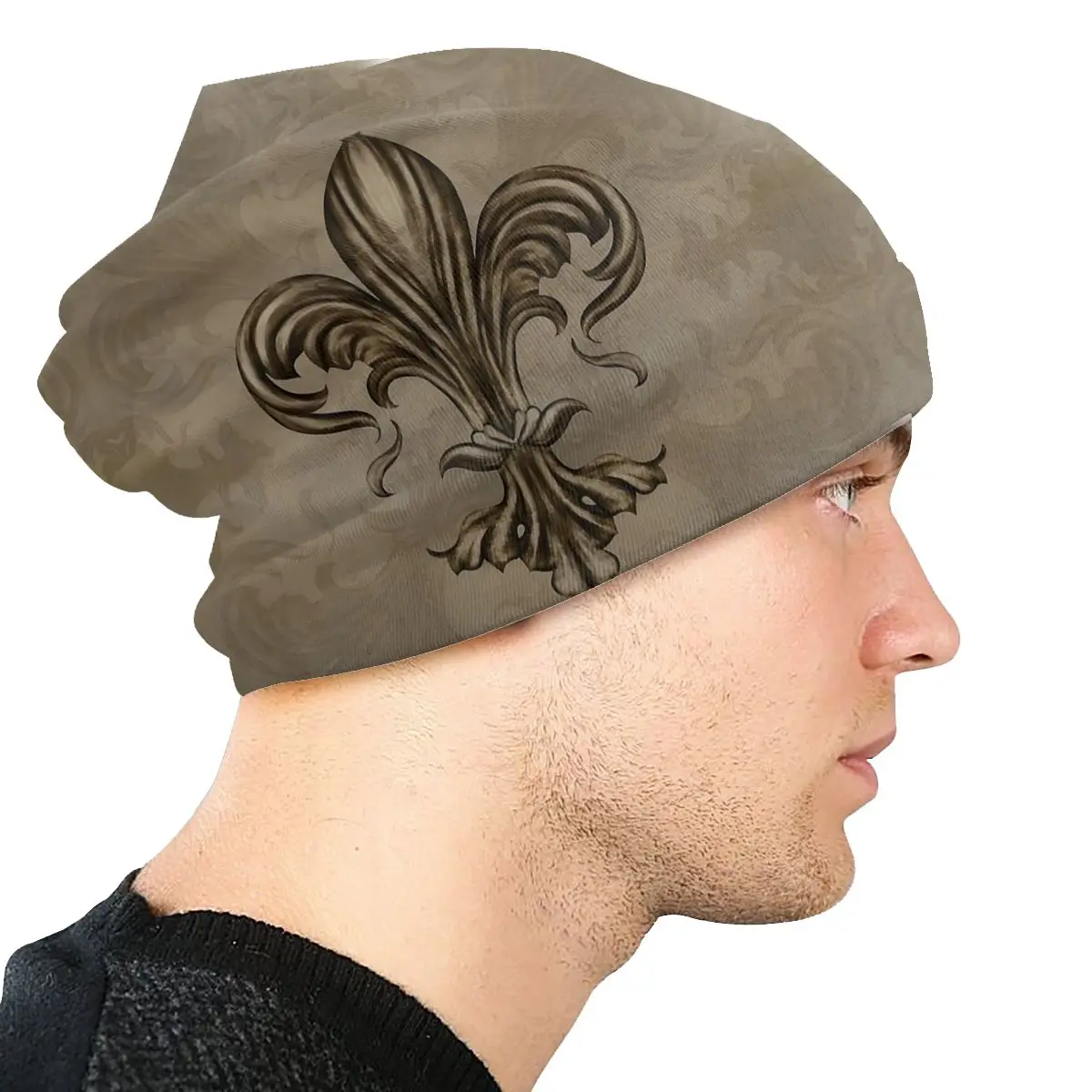 Vintage Thin Skullies Beanies Autumn Spring Caps For Men Women Fleur De Lis Lily Ski Caps Bonnet Hats