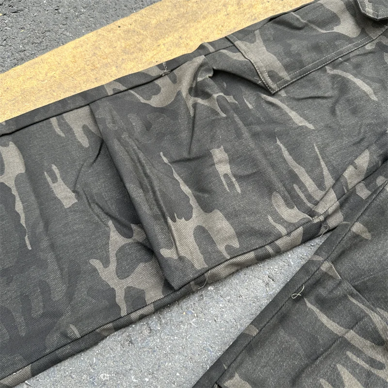 High Quality Brand Mens Womens Camouflage Workwear Straight Pleated Multi-Pockets Design Casual Pants