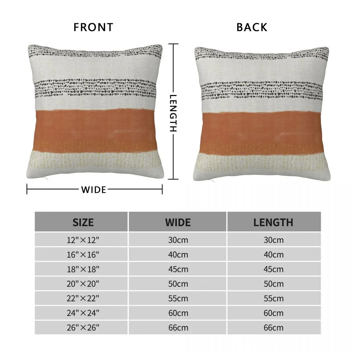 Terracotta Stripe Light Gray Square Pillowcase Polyester Linen Velvet Printed Zip Decorative Pillow Case Home Cushion Cover