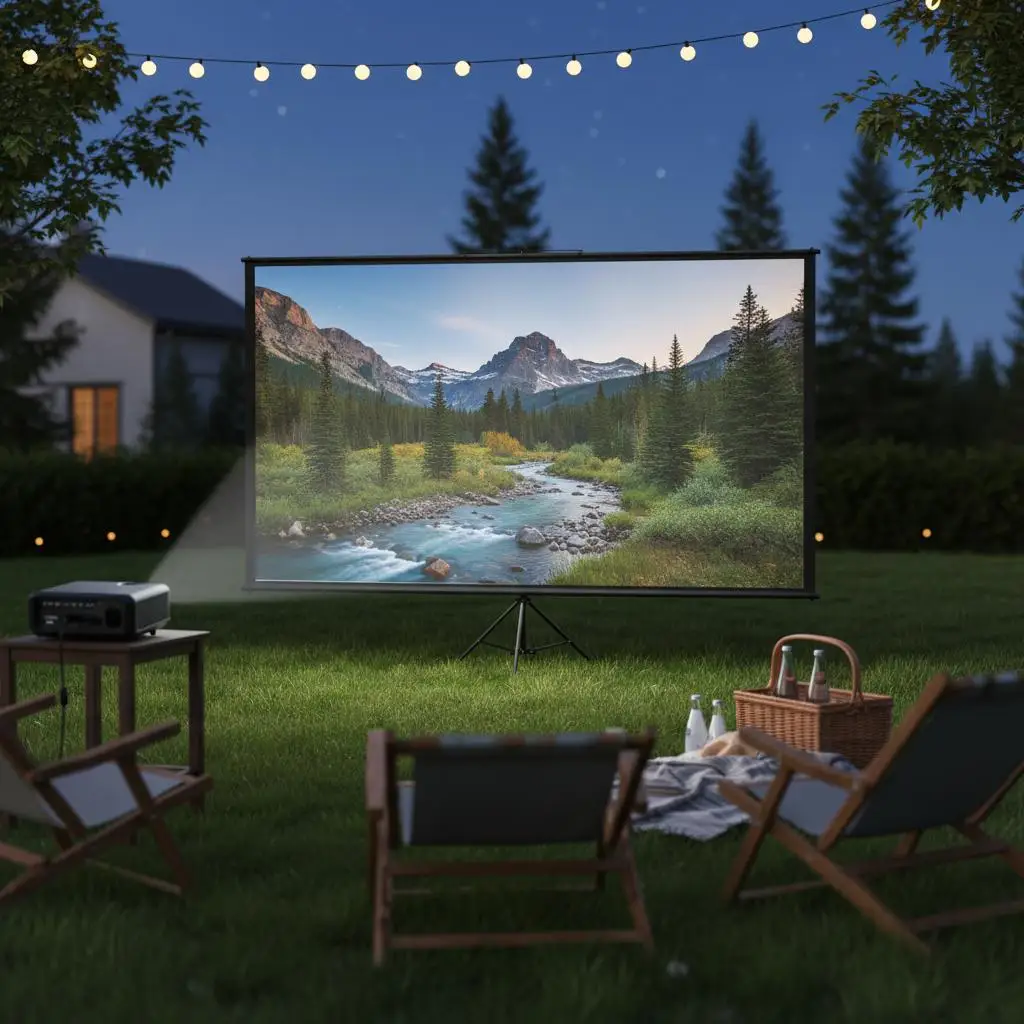 Portable Projection Display 110inch 16:9 4K HD Movie Screen with Tripod For Home Cinema, Outdoor Gaming, Office Presentation,