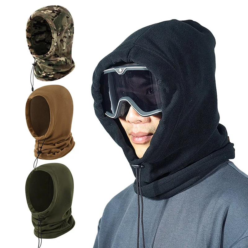 Balaclava Adjustable Straps Windproof Mask Thermal Fleece Custom Fit Neck Warmer Polar Fleece Hood For Unisex