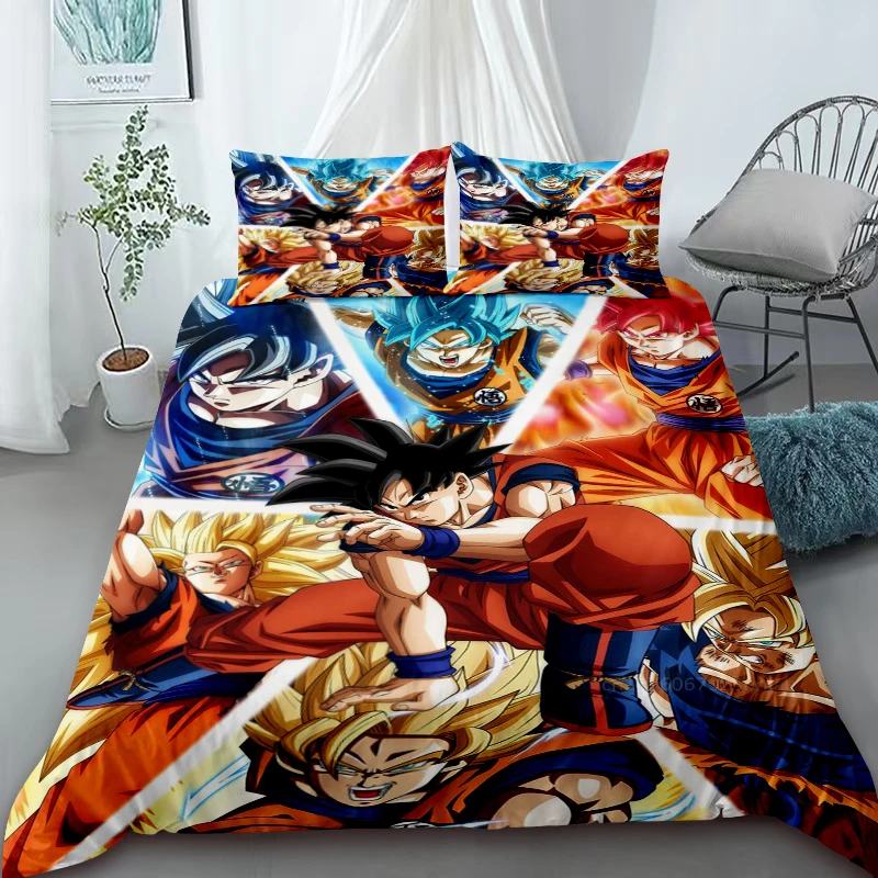 Duvet Cover Anime Dragon-Ball Bedding Set Quilt Cover Set Queen Single Duble Size for Children Gift Home Decore