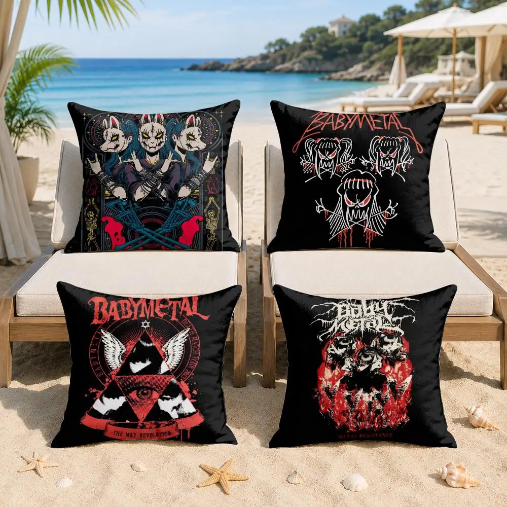 Nice B-Babymetal Rock Cushion Cover Silky Short Plush Invisible Zipper Dustproof Sofa Pillow Case For Home Decor