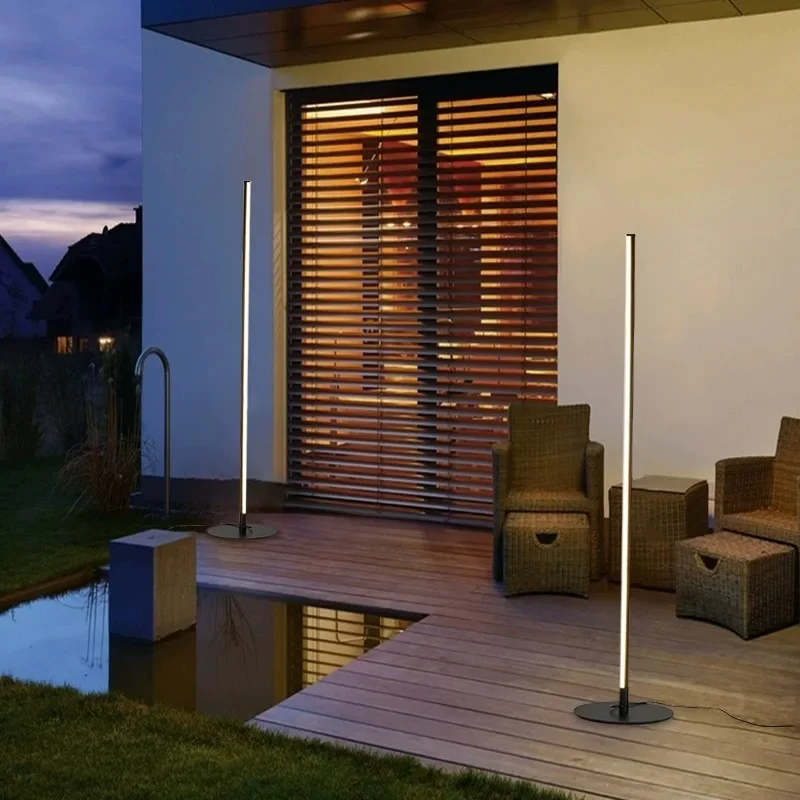 Minimalist Long Strip Floor Lamp Solar Courtyard Lamp Outdoor Waterproof Villa Garden Atmosphere Lamp