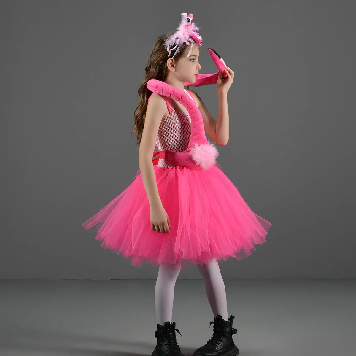 Kids Cosplay Pink Flamingo Stage Performance Costumes Girls Birthday Party Poncho Animal Playing Cos Costume Halloween Outfit view 4