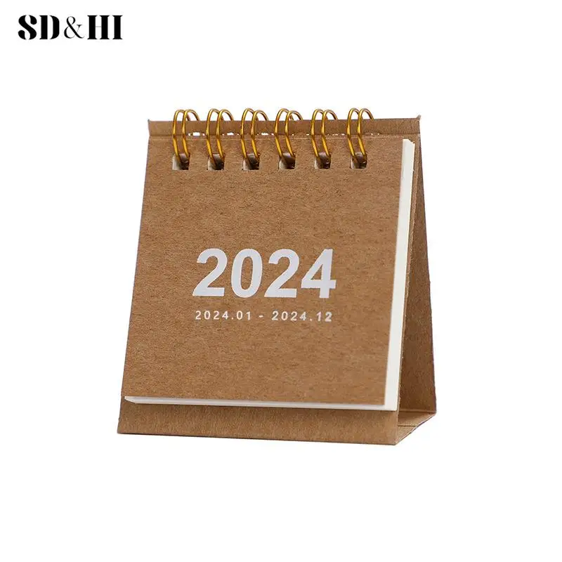 ReLabels-Mini calendrier de bureau portable, bobine de table créative, décoration de bureau, simple, solide, papier, document, 2024
