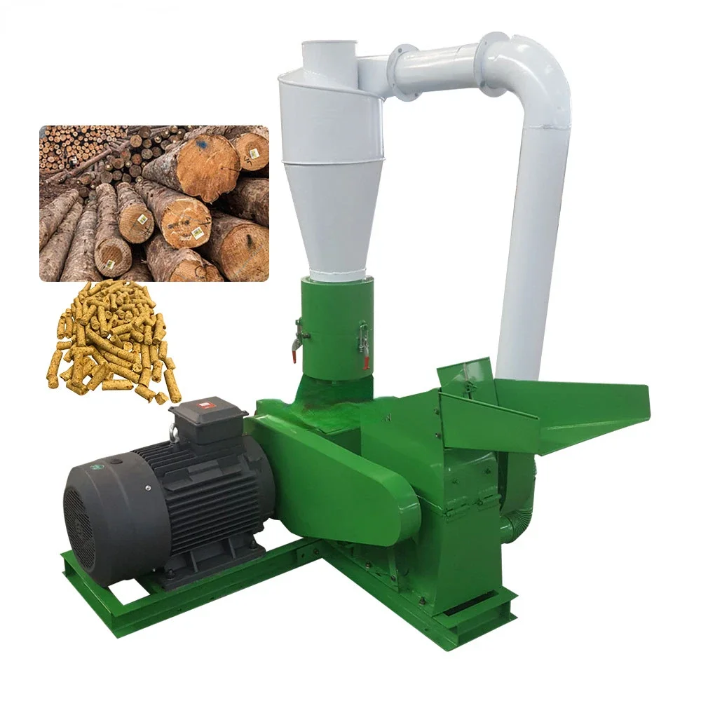Máquinas de pellets de madera de grano de cáscara de arroz de paja eléctrica barata y fina de 15KW máquinas trituradoras automáticas para alimentación de pollos y animales