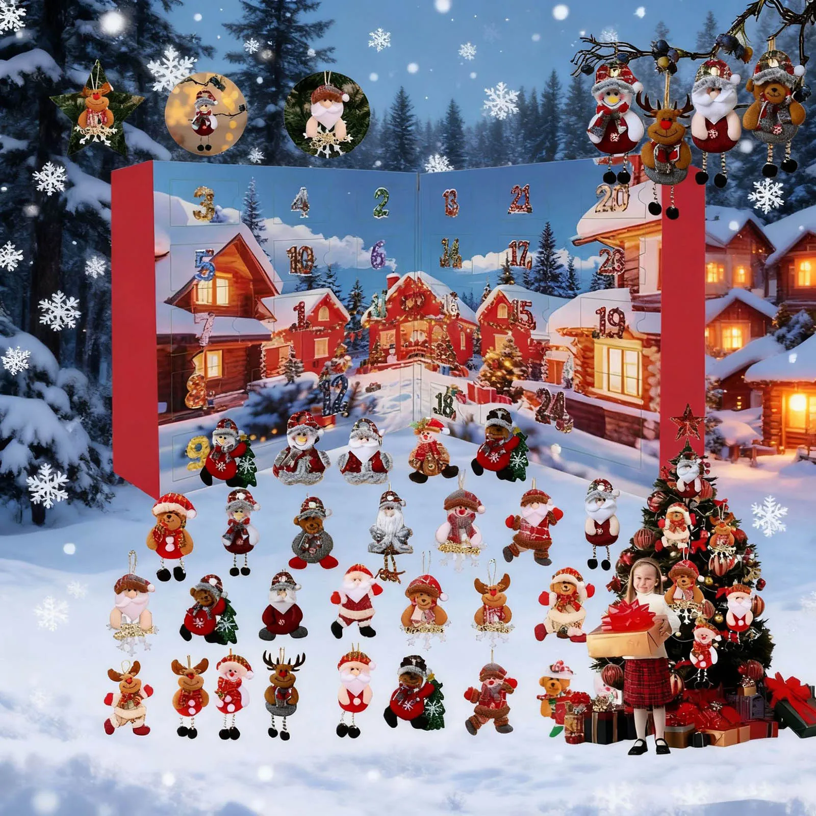 2025 أطفال عيد الميلاد العد التنازلي لطيف الاكريليك صندوق معلق للعائلة والأصدقاء شجرة عيد الميلاد الشنق عرض لوازم عيد الميلاد #3