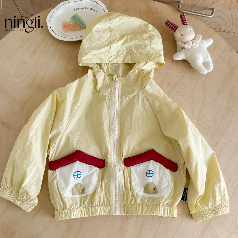 Girls Sunscreen Clothes Summer New Style Childrens Baby Girls Western Sunscreen Clothes Girls Hooded Thin Coat Trendy