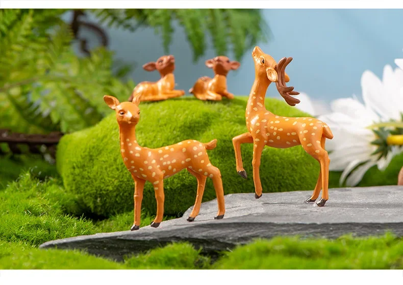 1pcs Mini Deer Realistic Elk Figurine Woodland Animal Figurines Desktop Model Collection Party Favors Educational Learning Toys