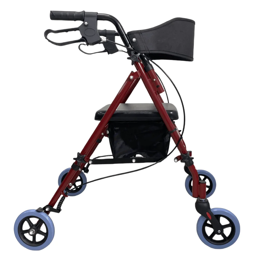

CA502 Factory Direct Sale Elderly & Disable Folding Rollator Walker Seat Walking Aid Steel Waterproof Lightweight Disc Brake