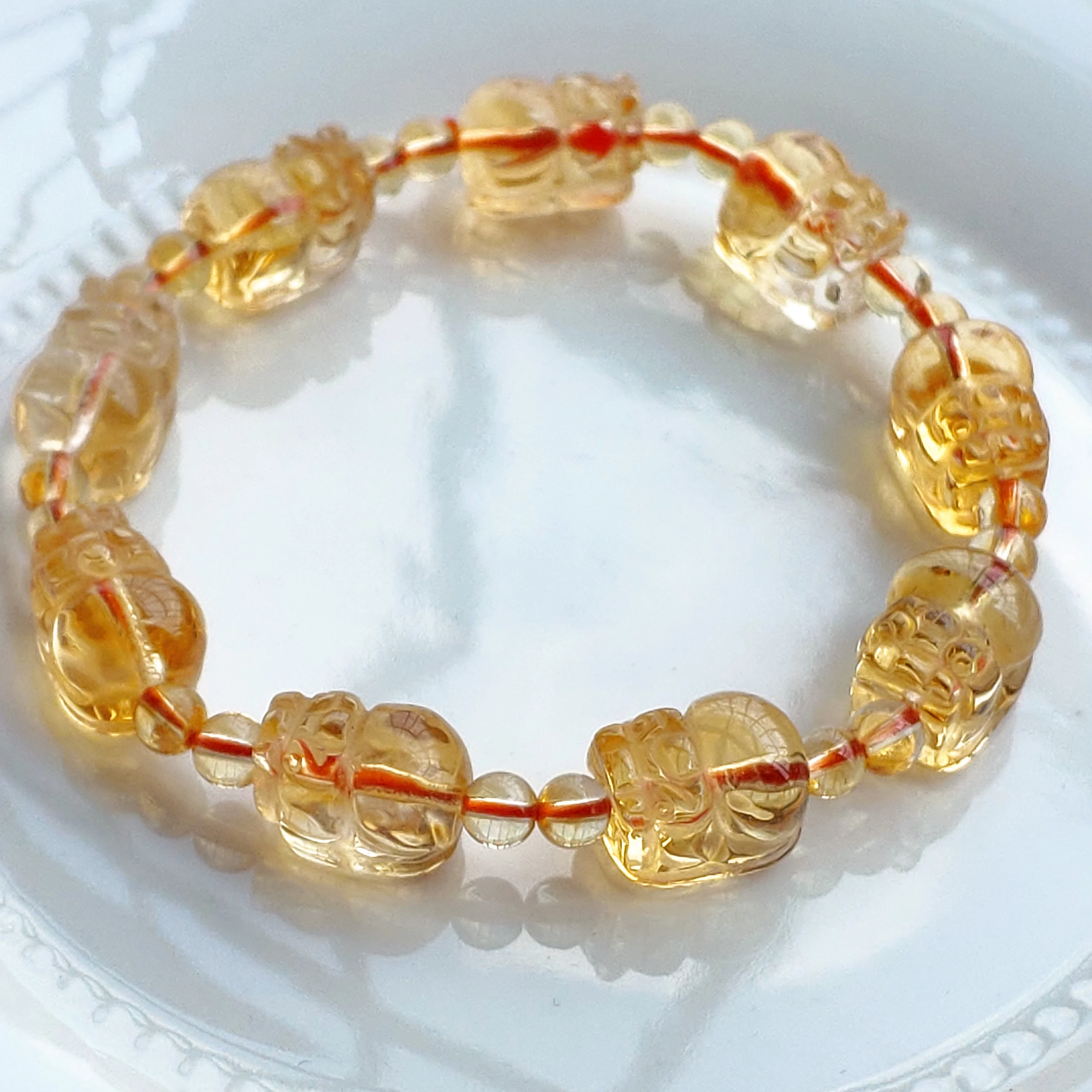 

Natural Yellow Citrine Quartz Bracelet Clear Pi Xiu Beads 12*9mm Gemstone Citrine Rare Stone Wealthy Women Men AAAAAA