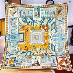 Design Luxury Brand Twill Silk Women Scarf Sunscreen Foulard Shawl Hijab Female Hair Hijab Wraps Neckerchief Bandanda Echarpe