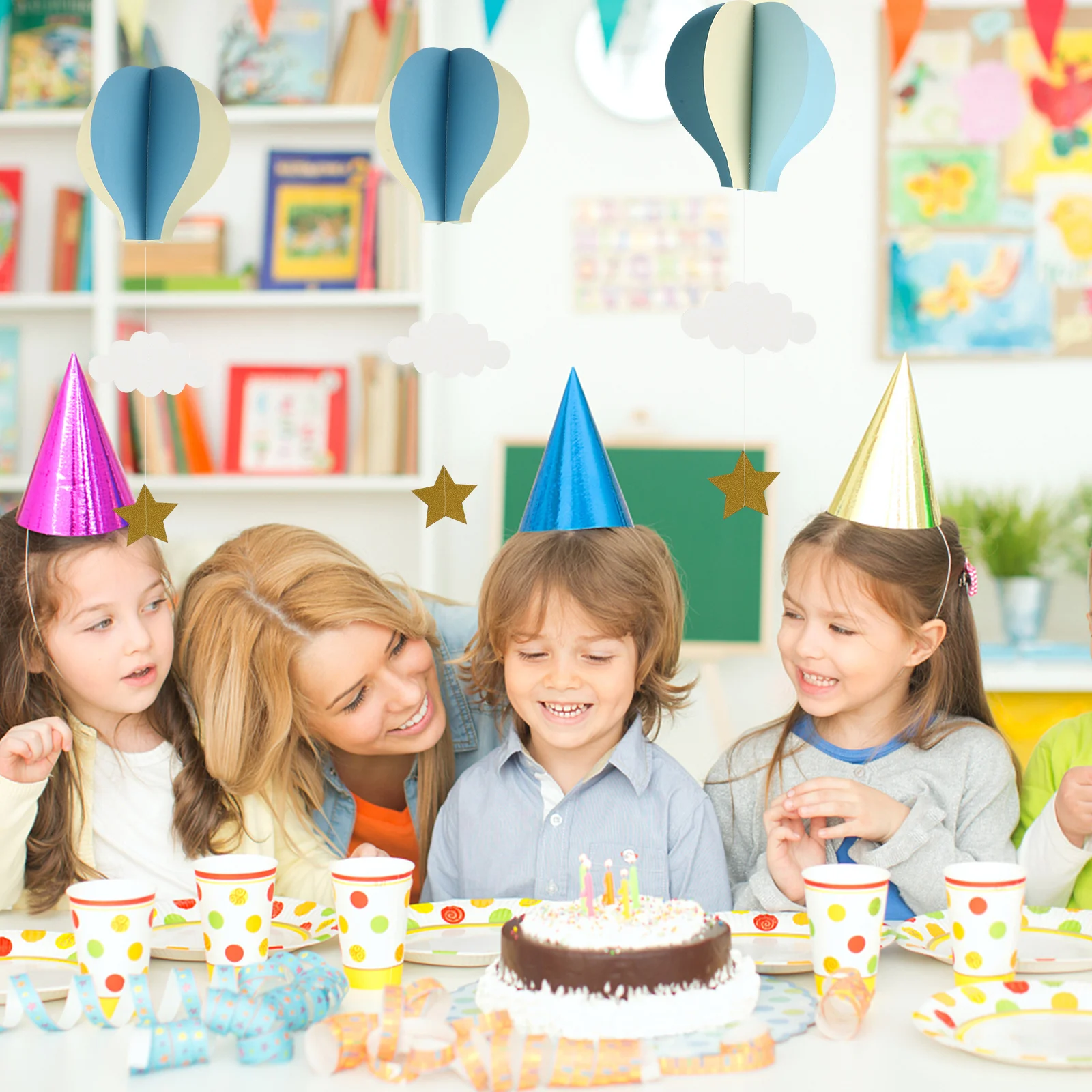 

6Pcs Hot Air Balloon Hanging Paper Garland Decorations Baby Shower Birthday Festival Wedding Party Ornaments Hanging Ornaments