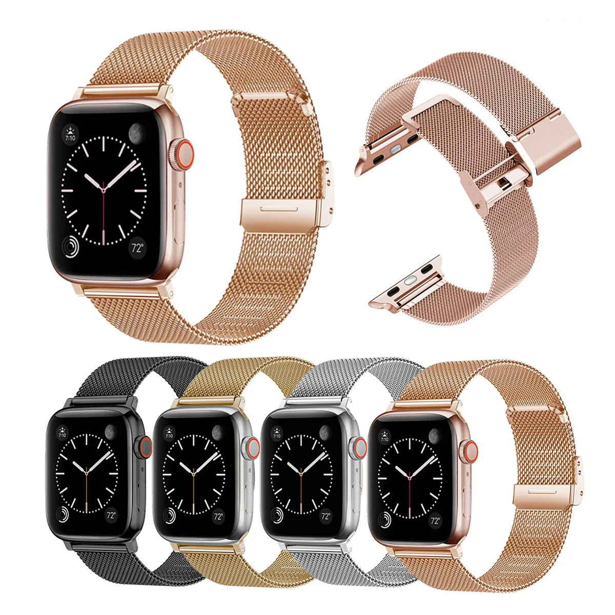 애플 워치 울트라 밴드용 스트랩, 밀라노 루프 금속 팔찌, 워치밴드, iWatch 시리즈 2, 3, 4, 5, 6, SE, 7, 8, 49mm, 45mm, 44mm, 41mm, 40mm 