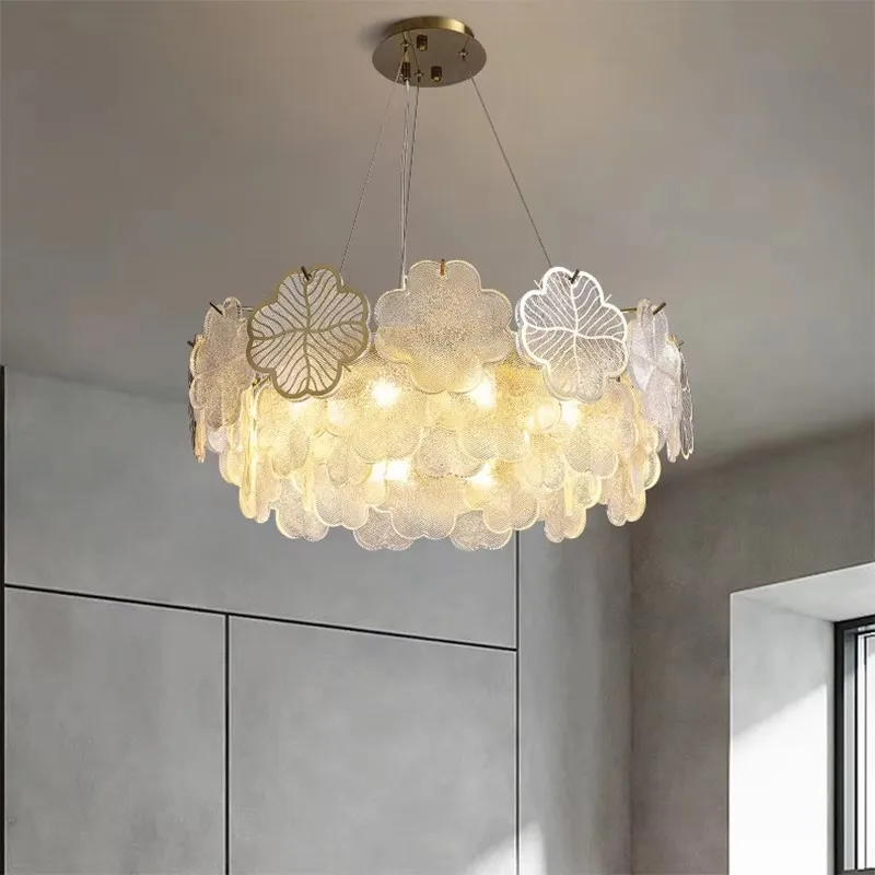 French Chandelier Luxury Living Room Light Designer Creative Personality High-end Hall Main Light Clover Glass Restaurant Light