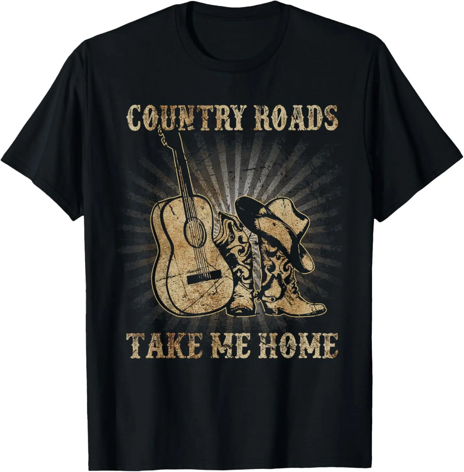 Retro Country Music Classic Design Quotes Guitars For Family T-Shirt