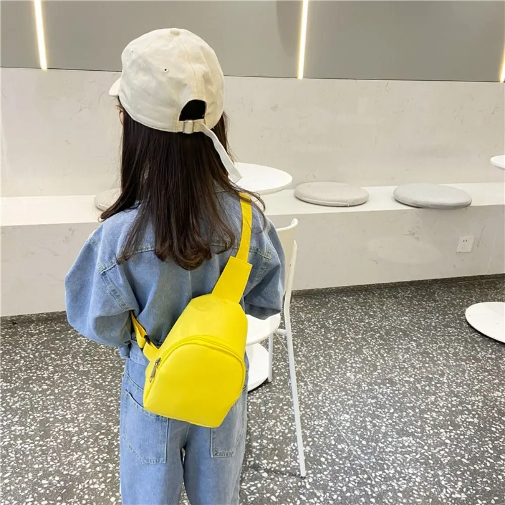 Trendy Solid Color Children's Chest Bag Nylon Casual Crossbody Shoulder Bag Waist Storage Pouch Travel
