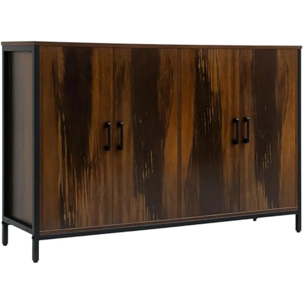 

Industrial Buffet Cabinet Sideboard with Doors, Kitchen Storage Cabinet with Adjustable Shelves for Living Room, Bedroom, Hallw