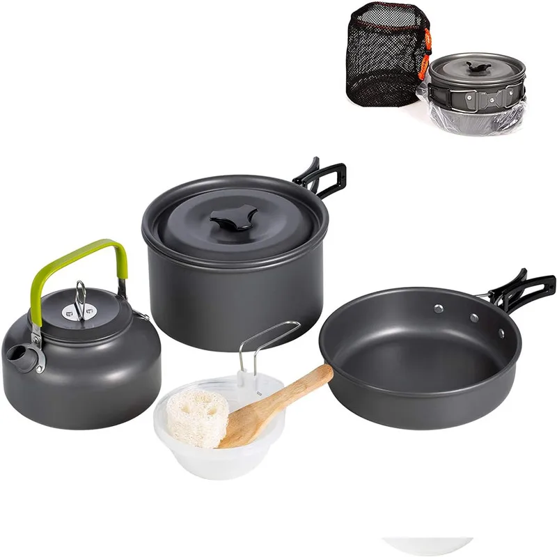 

Camping Cooking Set Camping Cookware Travel Tableware Outdoor Picnic Set Tea Pot Nature Hike Camping and Survival Supplies ollas