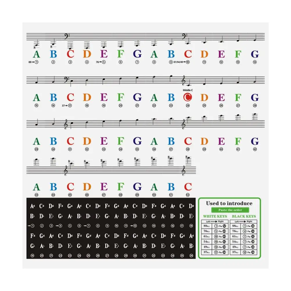 

Nail Stickers Piano Beginner Decals Electronic for Colorful Keyboard Music Instrument Supplies