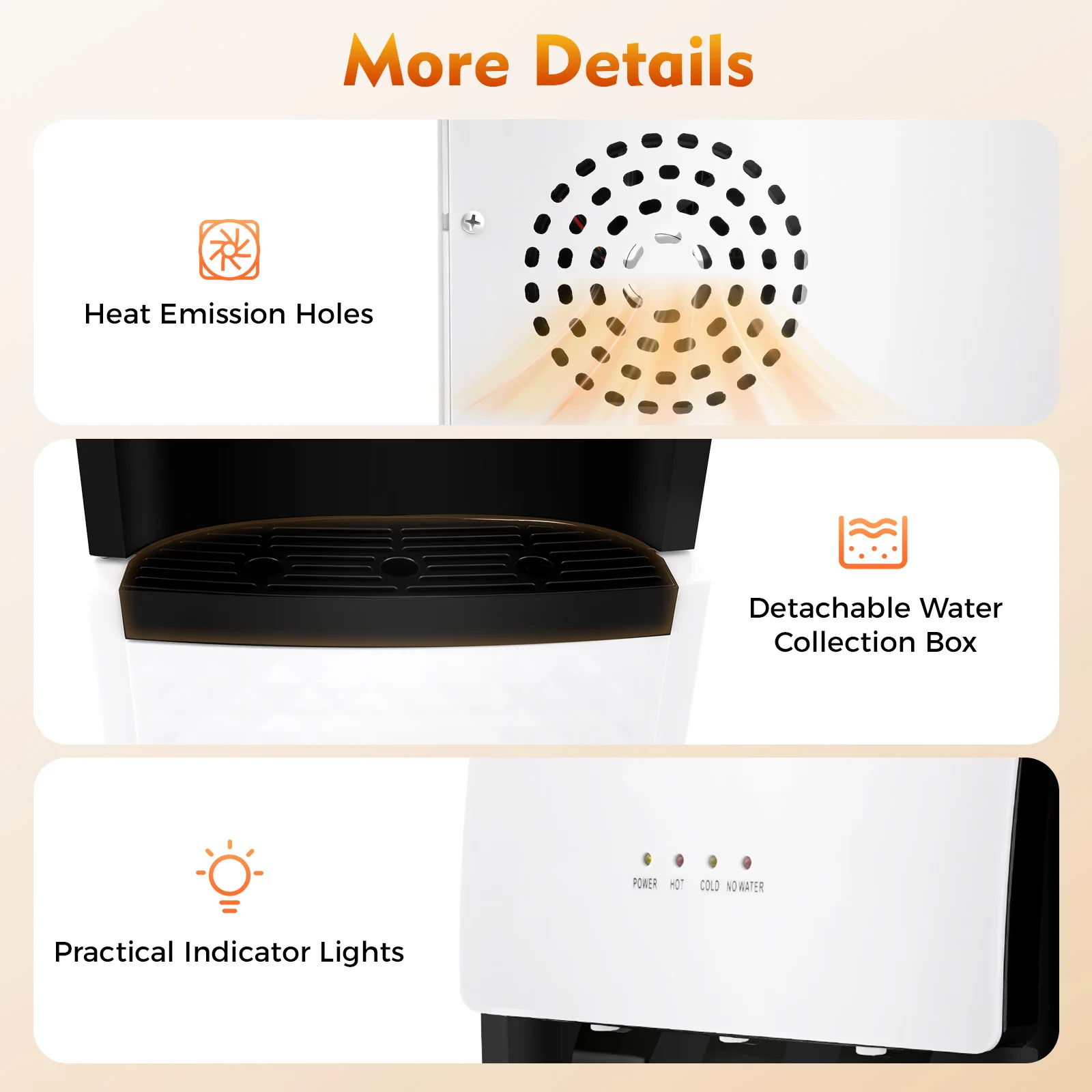 موزع مياه بارد ساخن 5 لتر 110 فولت موزع مبرد مياه تحميل سفلي فضي رمادي/أبيض/ذهبي شامبين للمنزل