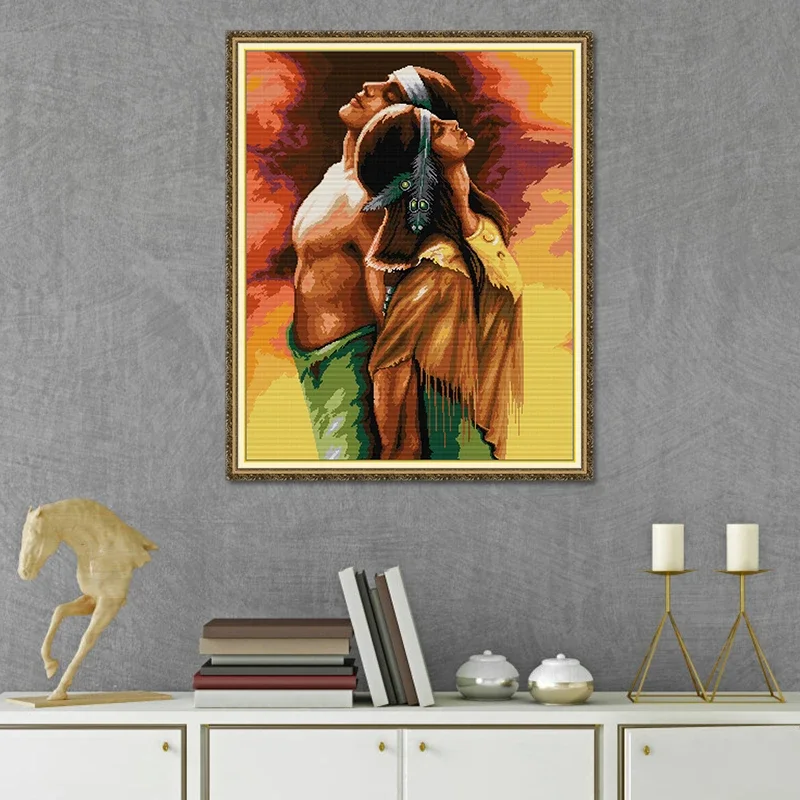 

Cuddle With Each Other Cross Stitch Kits Embroidery Sets Printed Aida Cloth 14/11/16CT Fabric DIY Craft Kit joy sunday