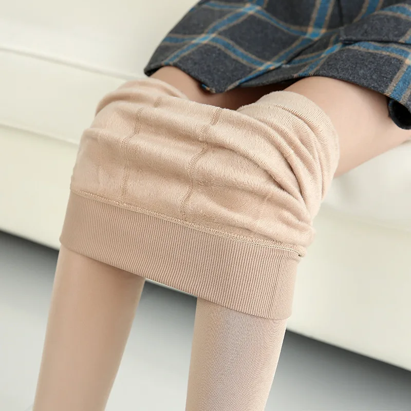 Damen-Perlen-Samt-Leggings mit Fleecefutter, dicke warme einteilige Thermohose für Herbst und Winter, dehnbare Damen-Unterhose. – Detail 8
