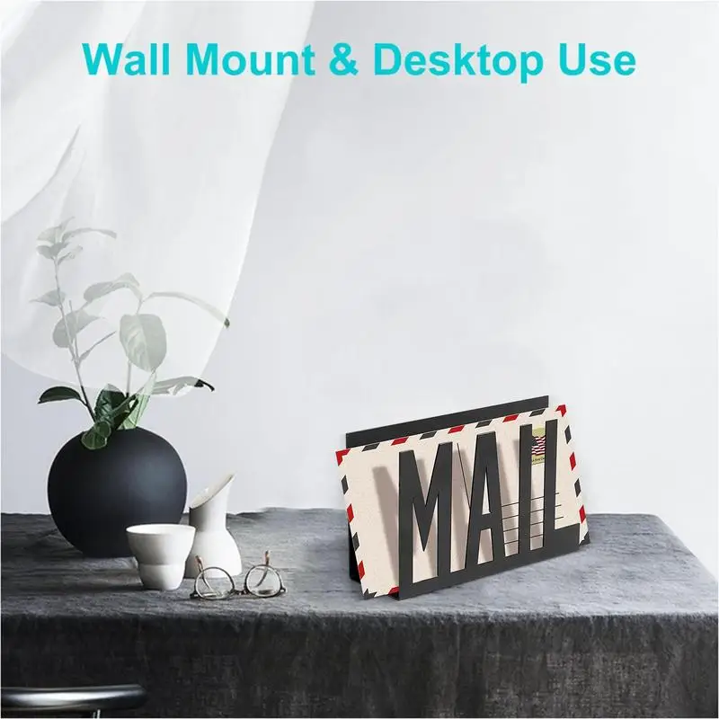 Desk Mail Stand Desktop Metal Cutout Organizer Rack For Mails Stylish Cutout Storage Documents Notepads Letters Envelopes Office