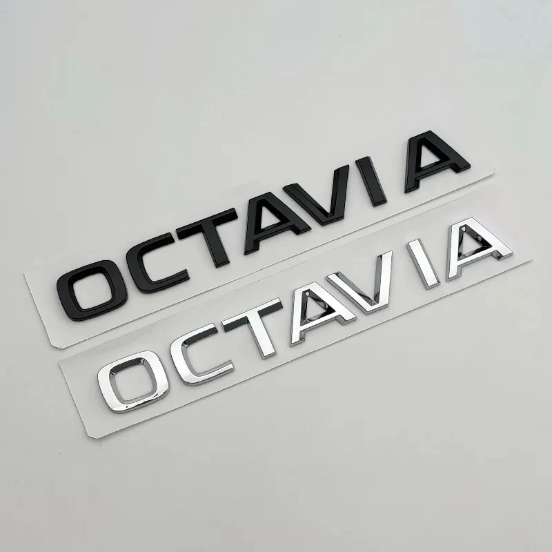 Car  Chrome Black Logo Octavia Emblem Letters Car Rear Trunk Sticker For Skoda Octavia 1 2 3 4 MK3 MK4 MK5 RS VRS Accessories