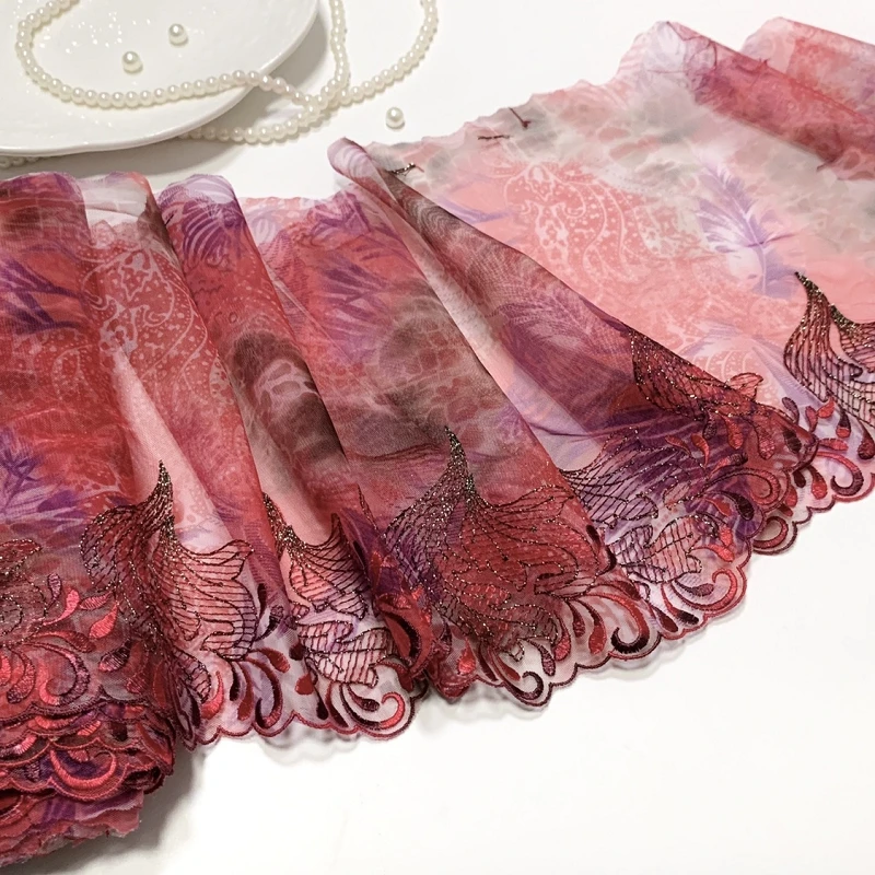 

30Yards Embroidered Tulle Lace Trim DIY Dress Sewing Crafts Soft Mesh Embroidery Lace for Lingerie Needle Work Accessories