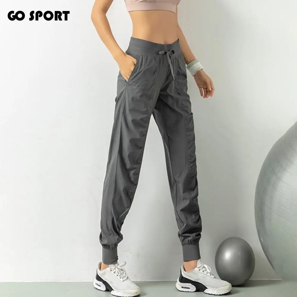 

Sports Wear Wrinkle Running Pants Long High Waist Yoga Pants Tapered Stretchy Fitness Pants Yoga