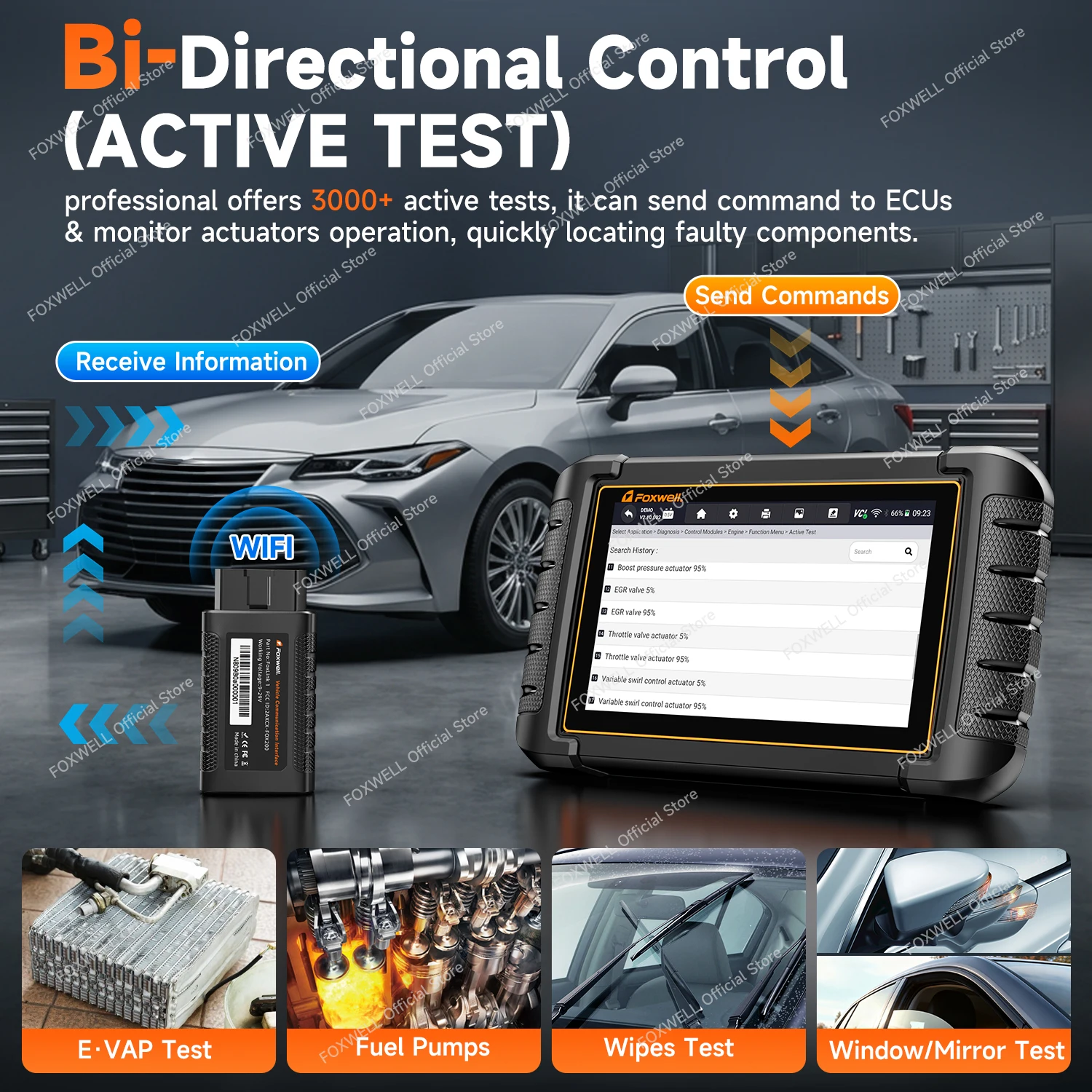 FOXWELL NT809BT OBD2 Bluetooth Car Diagnostic Tool All System Bi-Directional 30+ Reset Code Reader OBD2 Scanner Automotivo
