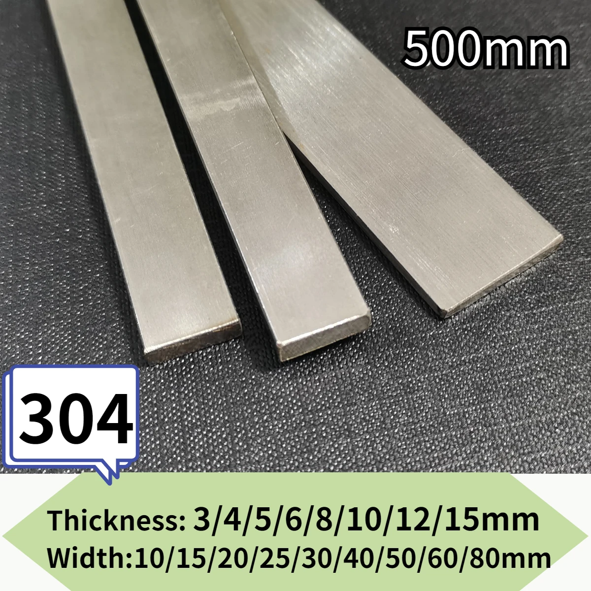 Peça Comprimento 500 mm 304 Placa de Barra de Rob Espessura de Aço Plano 10 12 15 mm Largura 10 15 20 25 30 40 50 60 80 mm Aço Inoxidável 1