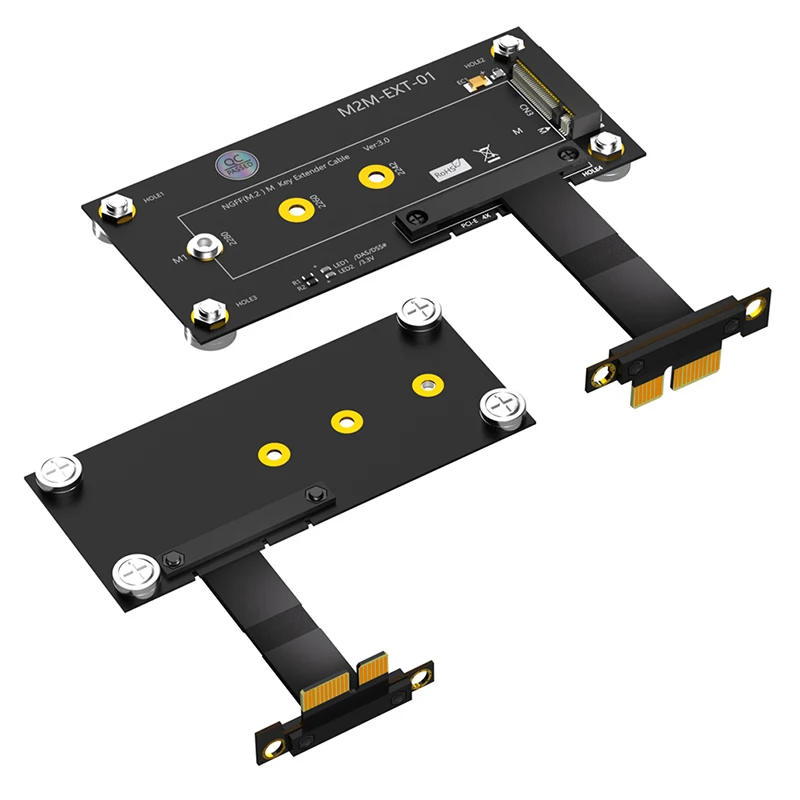 Cable de extensión M.2 NVME a PCI Express X1, convertidor con Cable con almohadilla magnética, potencia LED para SSD 2230, 2242, 2260, 2280, 10CM