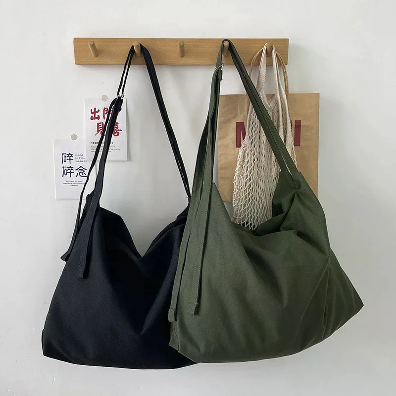 

Fashion Solid Color Canvas Shoulder Bag Large Capacity Tote Bags Crossbody Bag For Women Travel Shopping Bags Daily