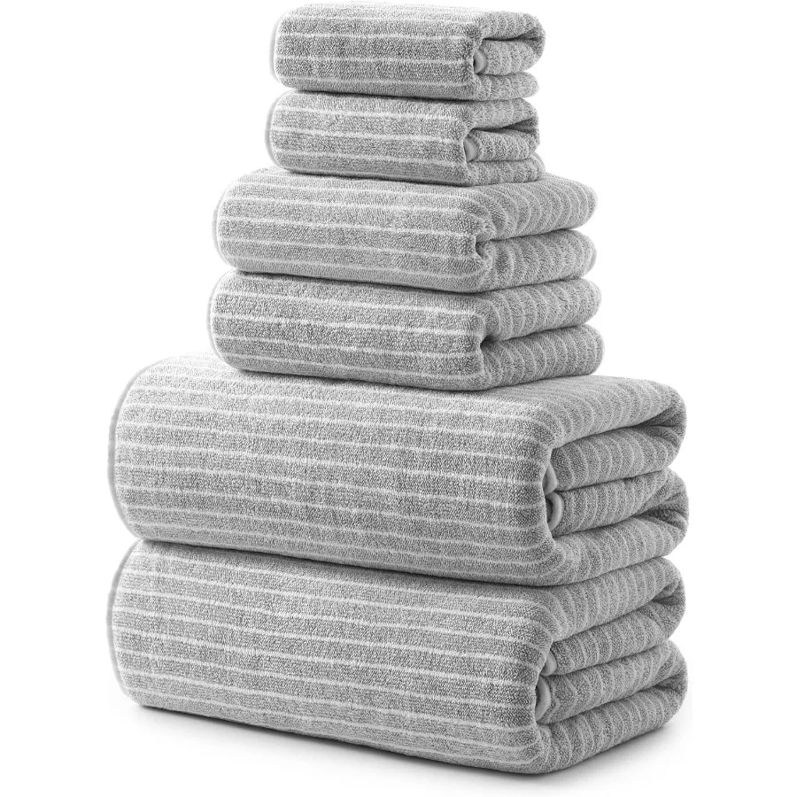 

Ultra Soft 6Piece Bath Towel Set in Grey 35x70 Size for Bathroom Spa and Gym Use 100 Microfiber with High Absorbency and QuickD