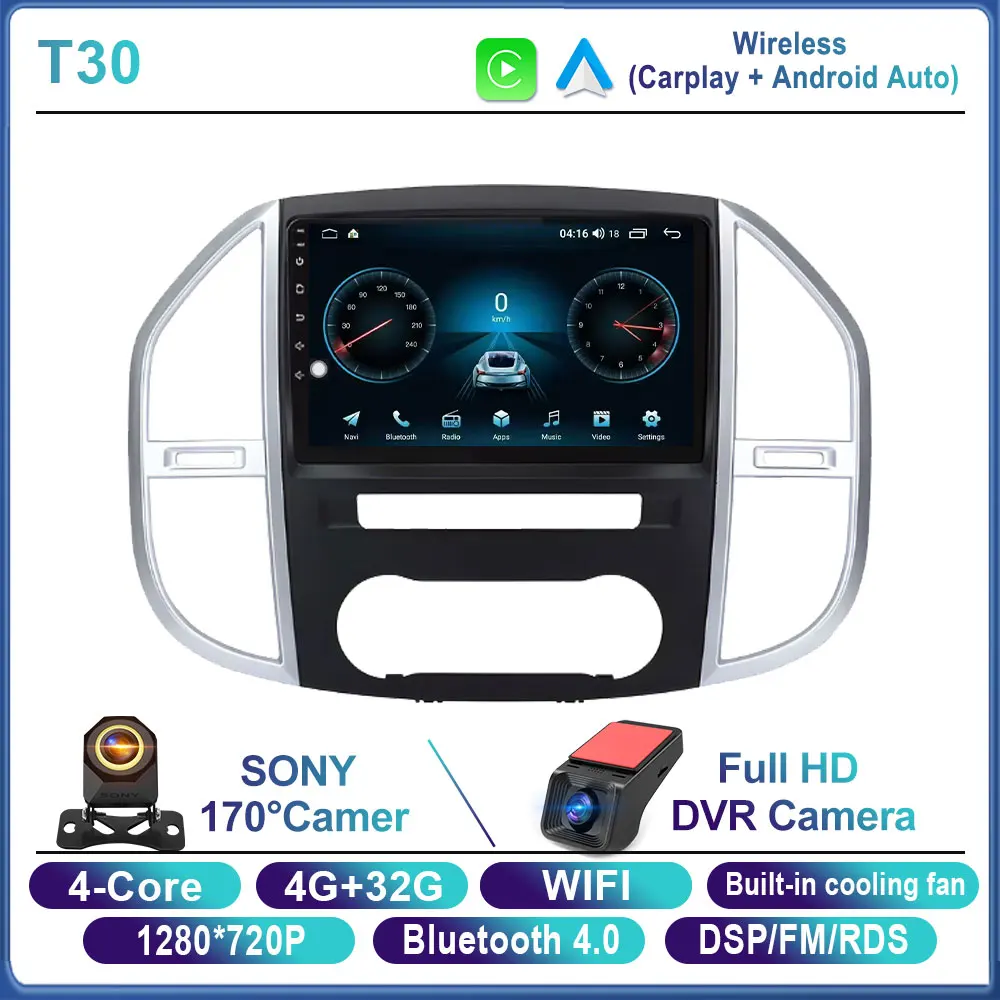 Android 15 Carplay Auto Autoradio voor Mercedes Benz Vito 3 W447 2014-2020 Navigatie Multimedia Videospeler Stereo Head Unit BT