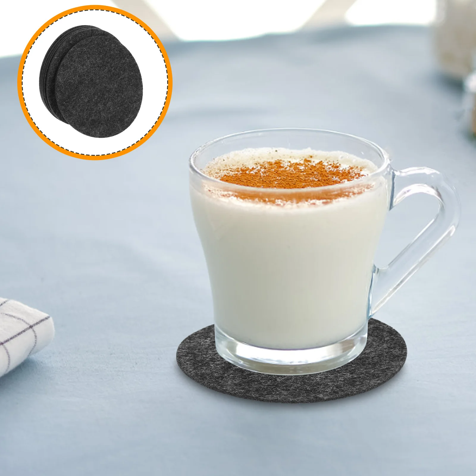 

6pcs Felt Coasters Round Absorbent Heat Resistant Drink Mats For Wood Table Coffee Cup Bar Coasters Desk Office Mug Mat Plant