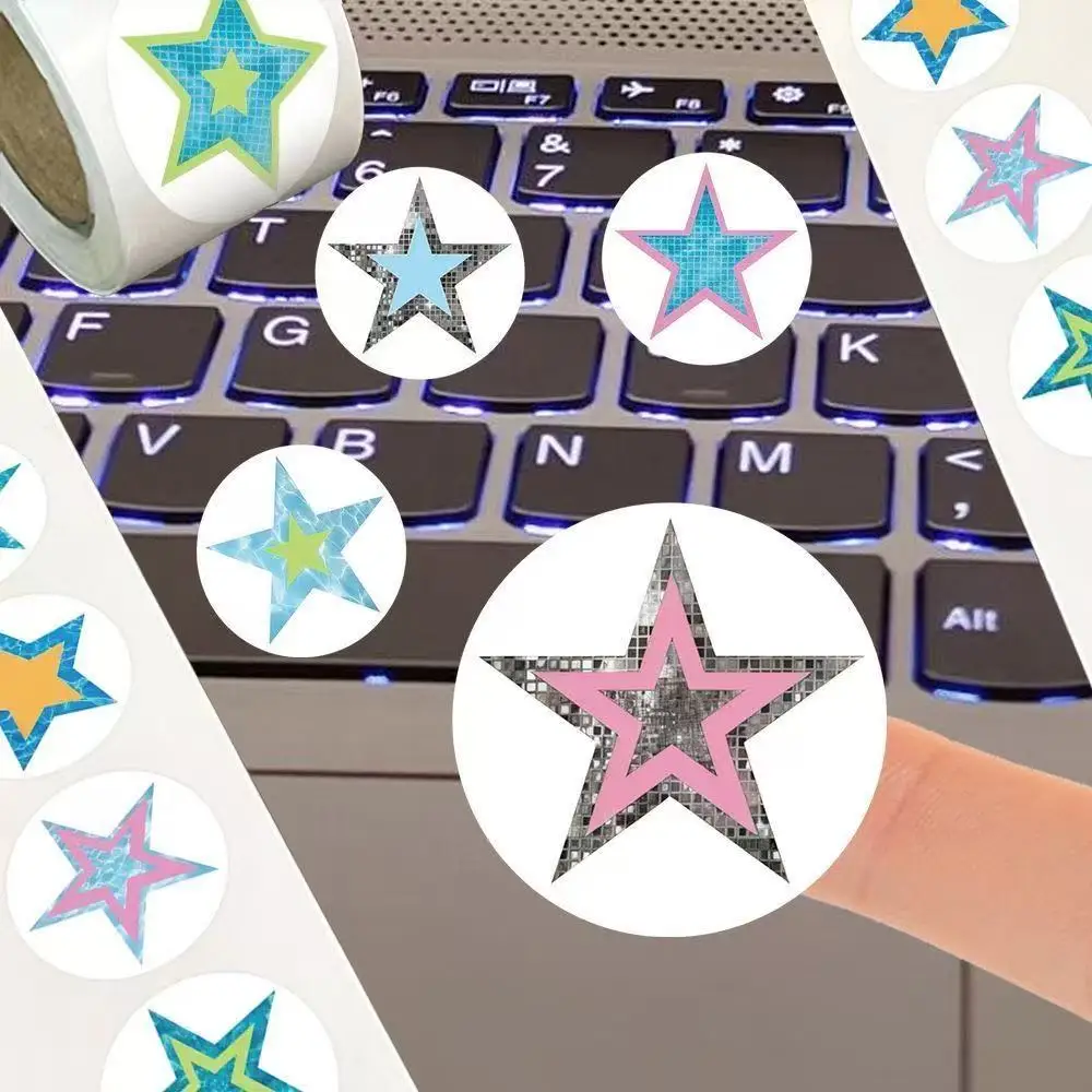 500pcs/Roll Retro Y2K Star Material Cartoon Sticker DIY Skateboard Laptop Guitar Phone Car Seal Label Decals Decoration