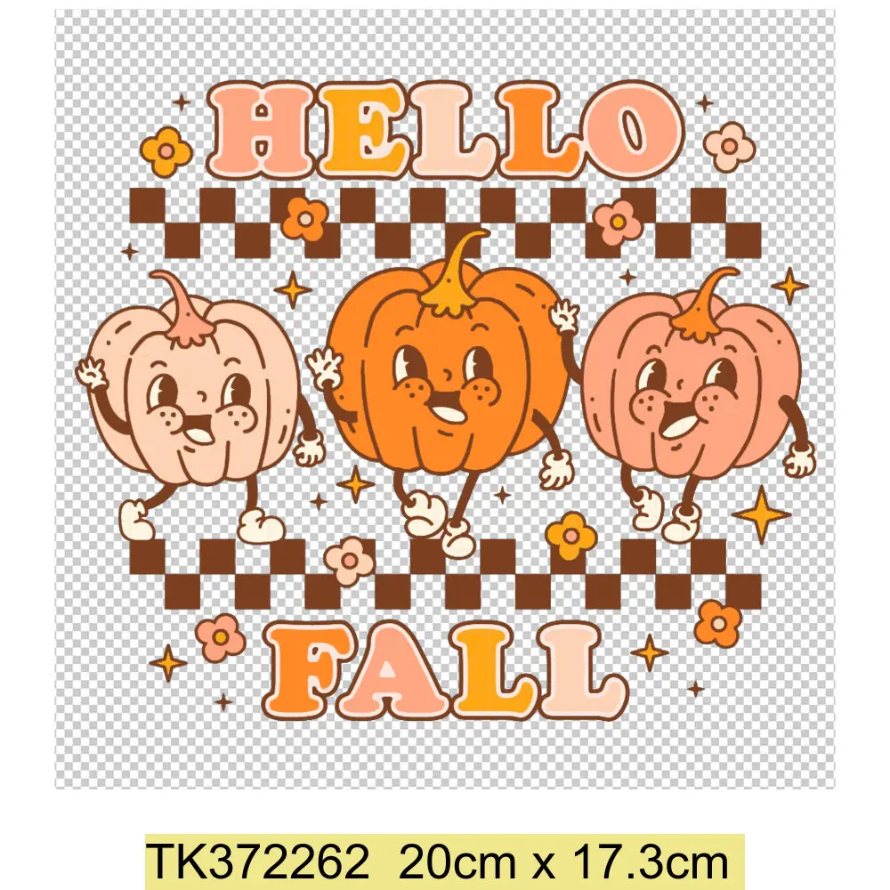 ملصقات نقل الحرارة للملابس ، الطباعة الرجعية ، الشكر الحديد على نقل بقع ، اليقطين ، الخريف #5