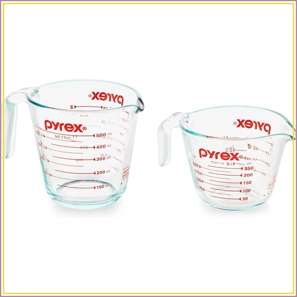 Ensemble de 2 tasses à mesurer en verre, 1 et 2 tasses, compatibles micro-ondes et four, bec verseur facile, lavables au lave-vaisselle