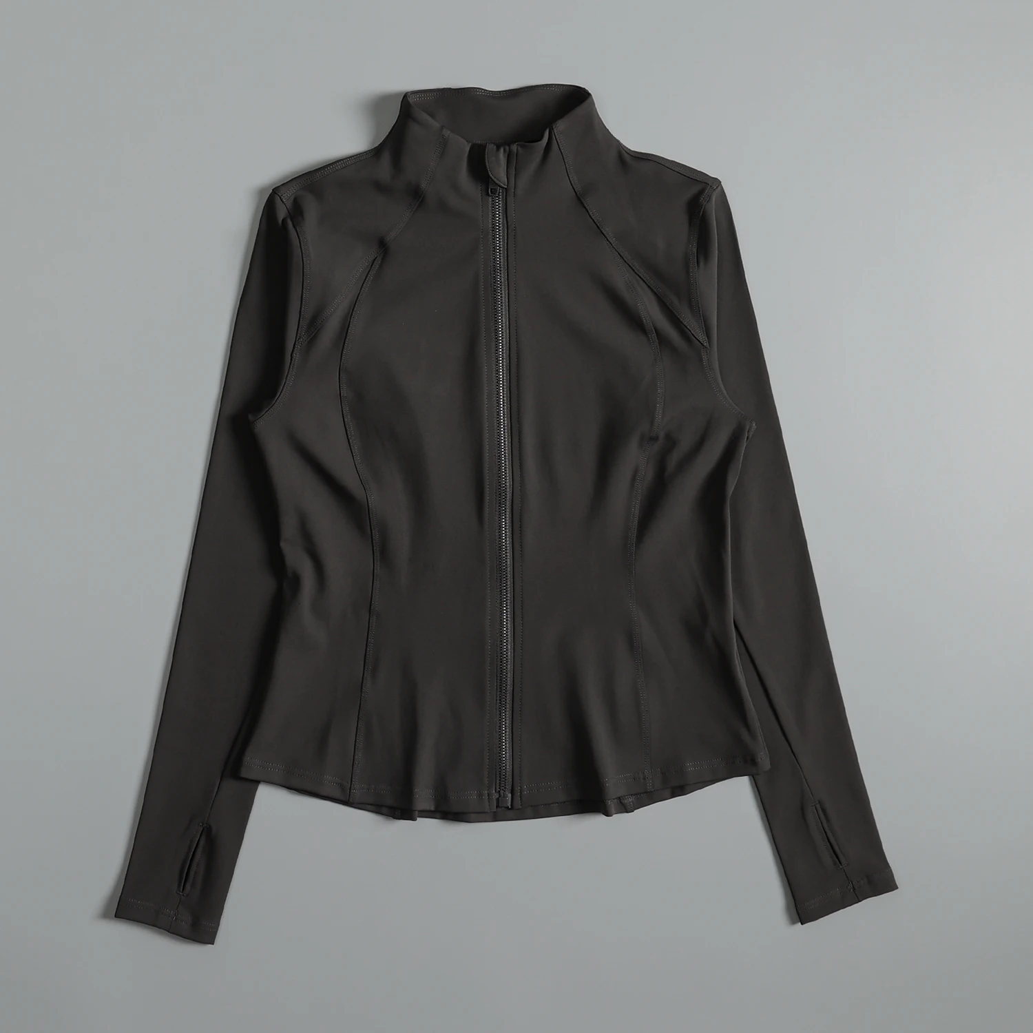 معطف رياضي للنساء في الخريف والشتاء بياقة واقفة ومقاوم للرياح والجري واللياقة البدنية وأكمام طويلة وتنحيف عالي المظهر