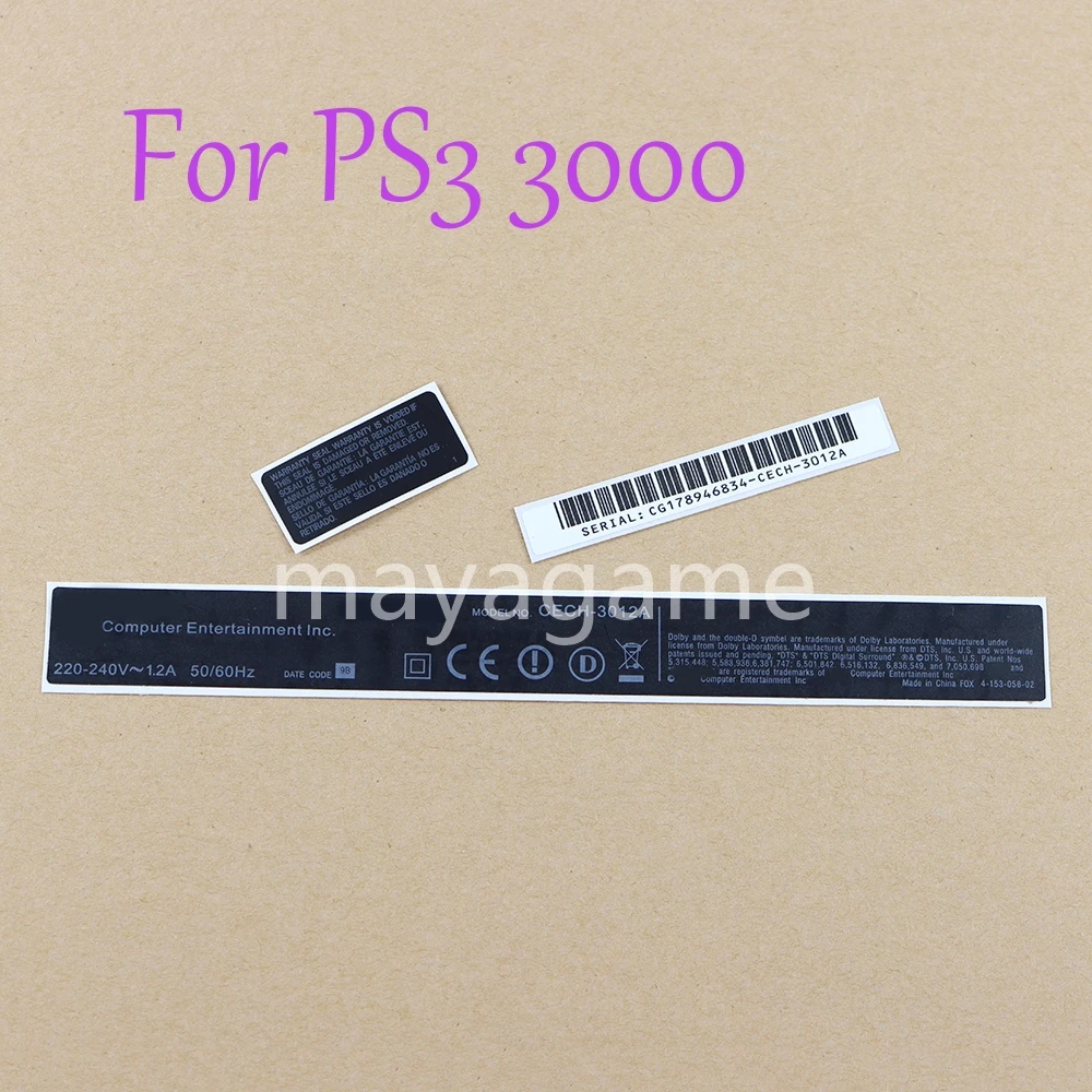 100sets For PS3 Slim 3000 Console Label Sticker Housing Shell Sticker Black Back Mark Paste